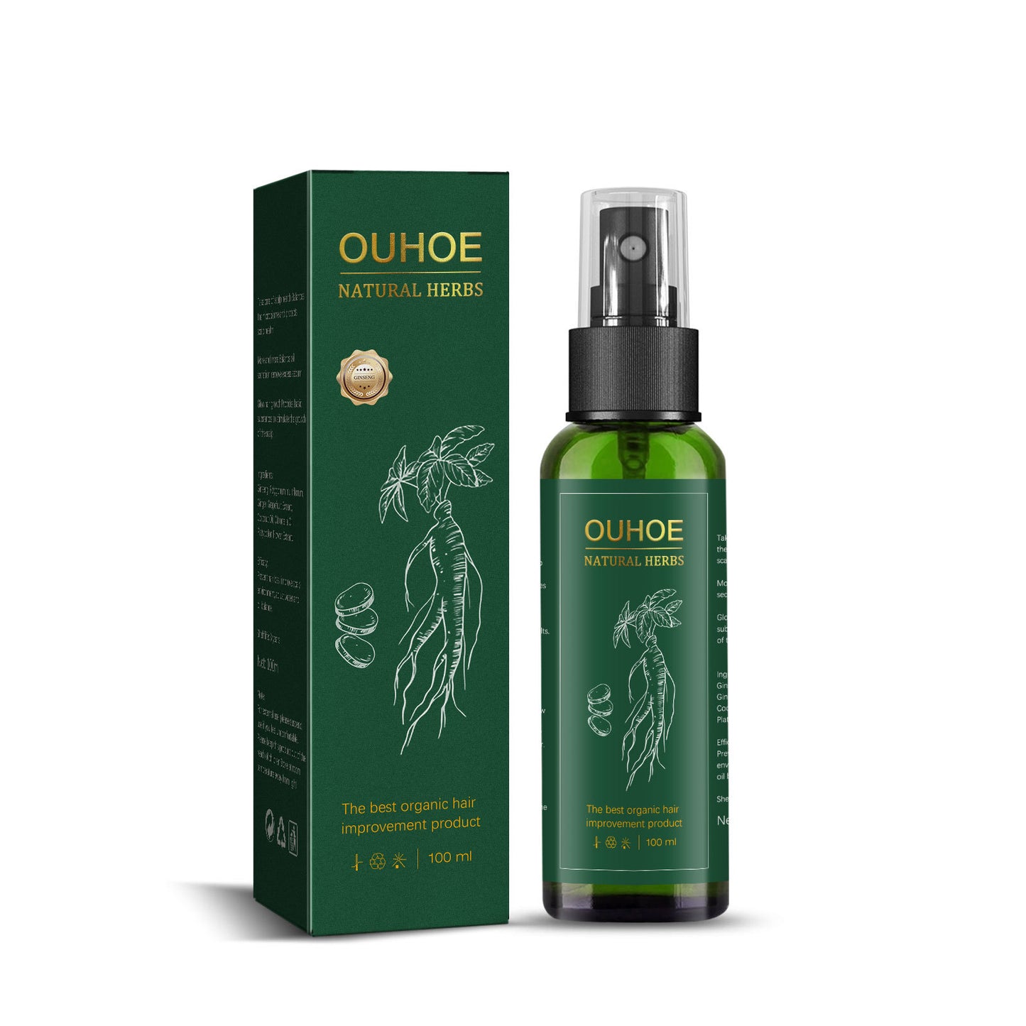 OUHOE Ginseng Hair Growth Lotion Ginseng Moisturizing Hair Care Hair Growth Spray