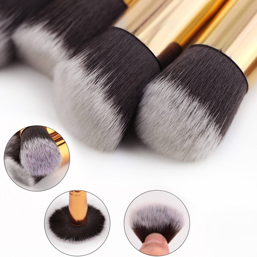 Golden Luxe 10-piece professional brush collection with bag