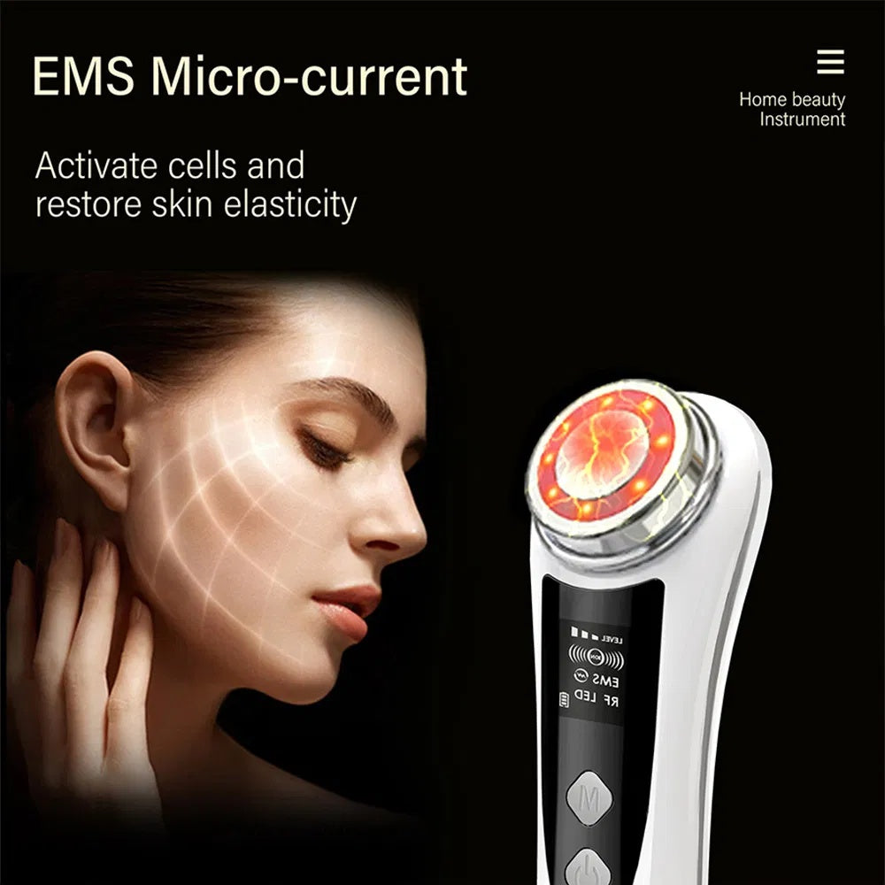 RF & EMS Multi Functional Beauty Devices With Red Blue Light Therapy, Deep Cleansing On Skin Care Tools