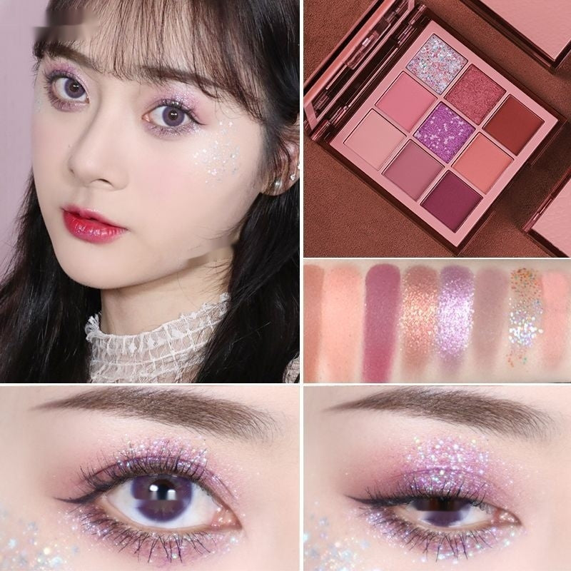 Nine Colors Matte Shimmer Sequins Earth Color Thin And Glittering Eye Shadow Plate