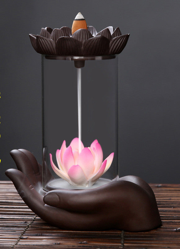 Creative Indoor Desktop Handmade Ceramic Ornament Windproof Backflow Incense Burner Buddhist Aromatherapy Stove