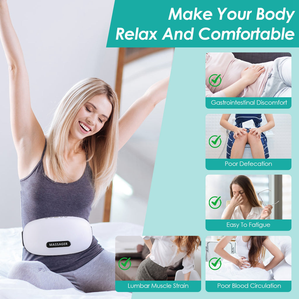 1Pc Abdominal Massager Anti Cellulite Remover Machine Electric Stomach Tummy Massager Automatic Bian Stone Kneading Massager With 5 Modes 3 Heat 3 Speeds 3 Timers For Belly Flattening Indigestion Stom