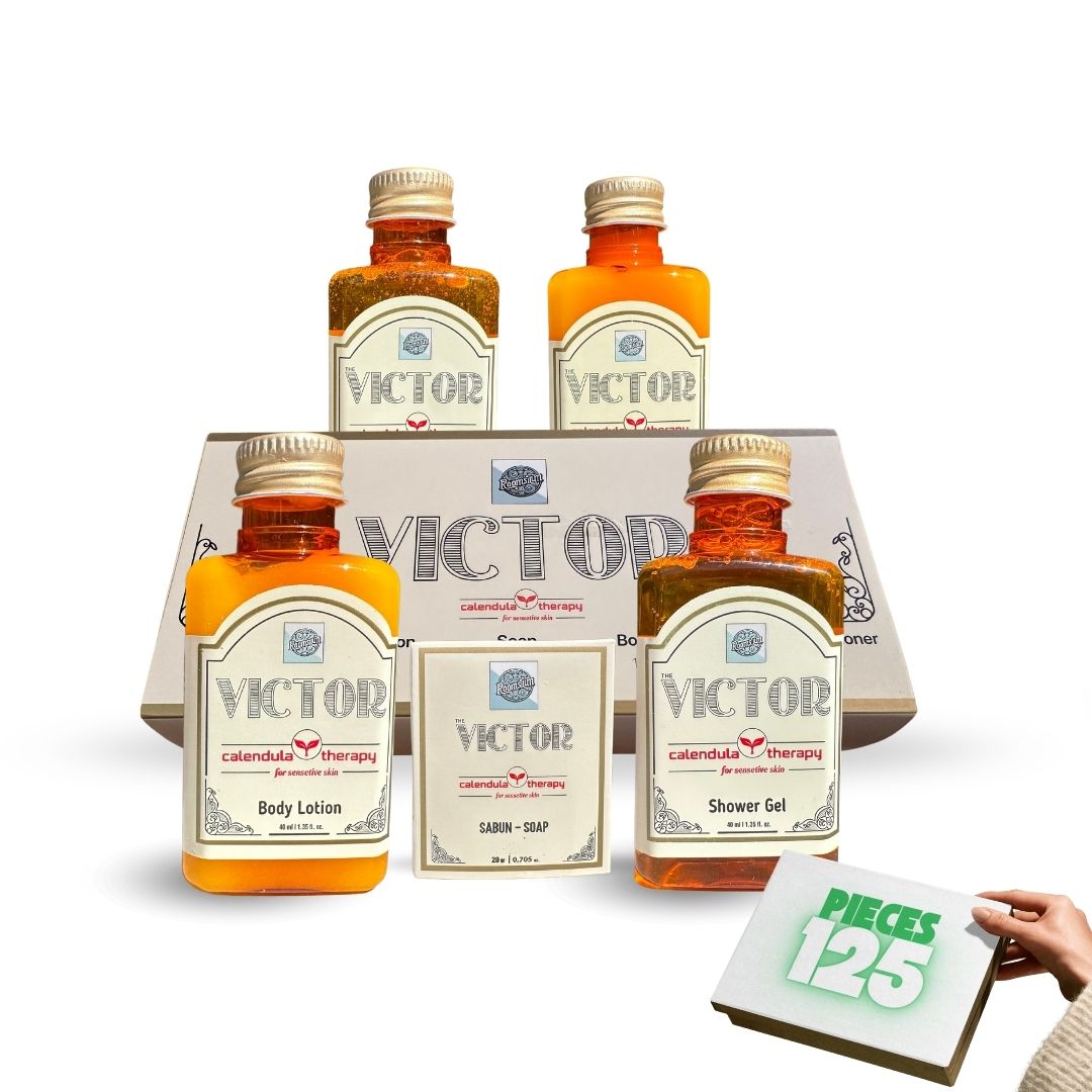 Roomsium Victor, Goji Berry Scented, Travel Size Toiletries Set For Hosts, Homes, Hotels, SPAs, Gift Shops