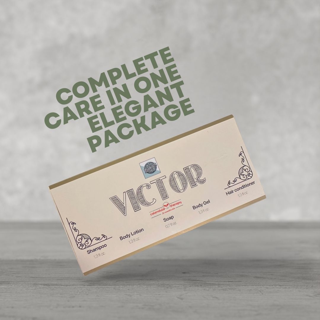 Roomsium Victor, Goji Berry Scented, Travel Size Toiletries Set For Hosts, Homes, Hotels, SPAs, Gift Shops