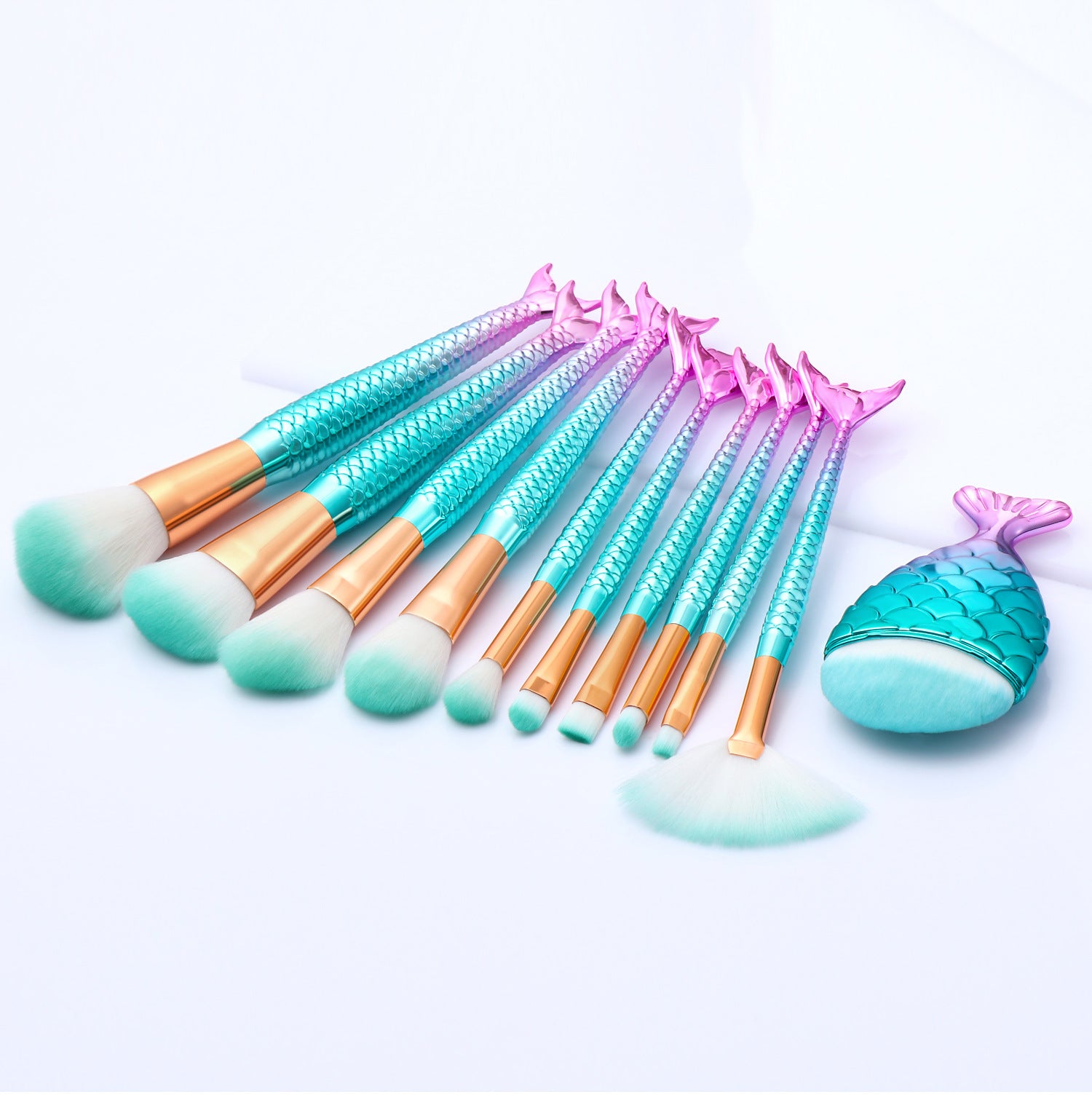 Gradient Electroplating Mermaid Makeup Brush Beauty Makeup Tool Set