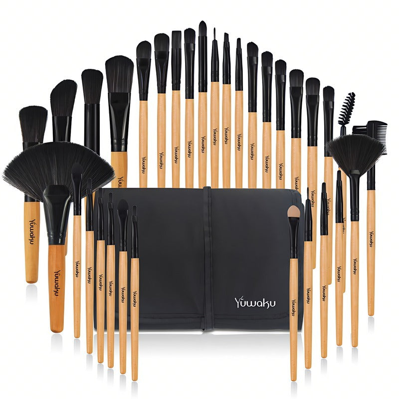 A Portable 32-piece Makeup Brush Set That's Perfect For Travel, Business Trips, And Outdoor Makeup.