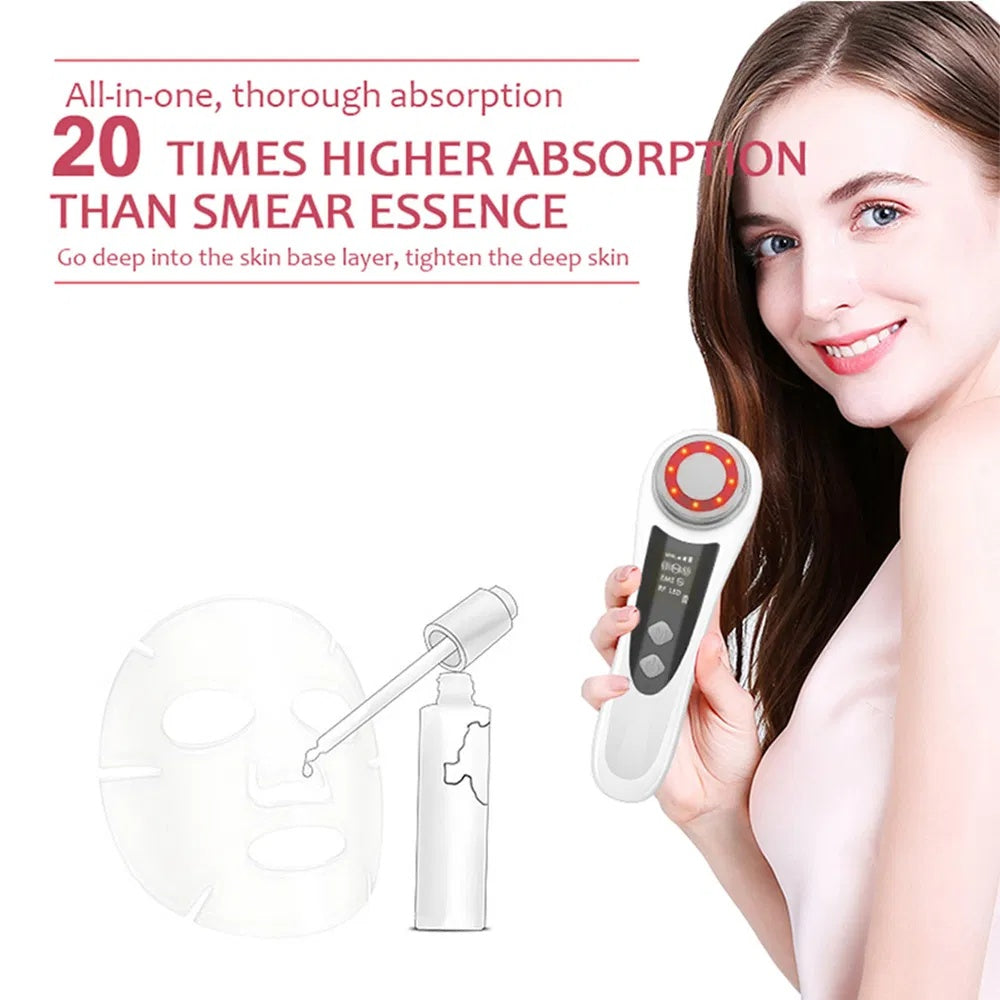 RF & EMS Multi Functional Beauty Devices With Red Blue Light Therapy, Deep Cleansing On Skin Care Tools