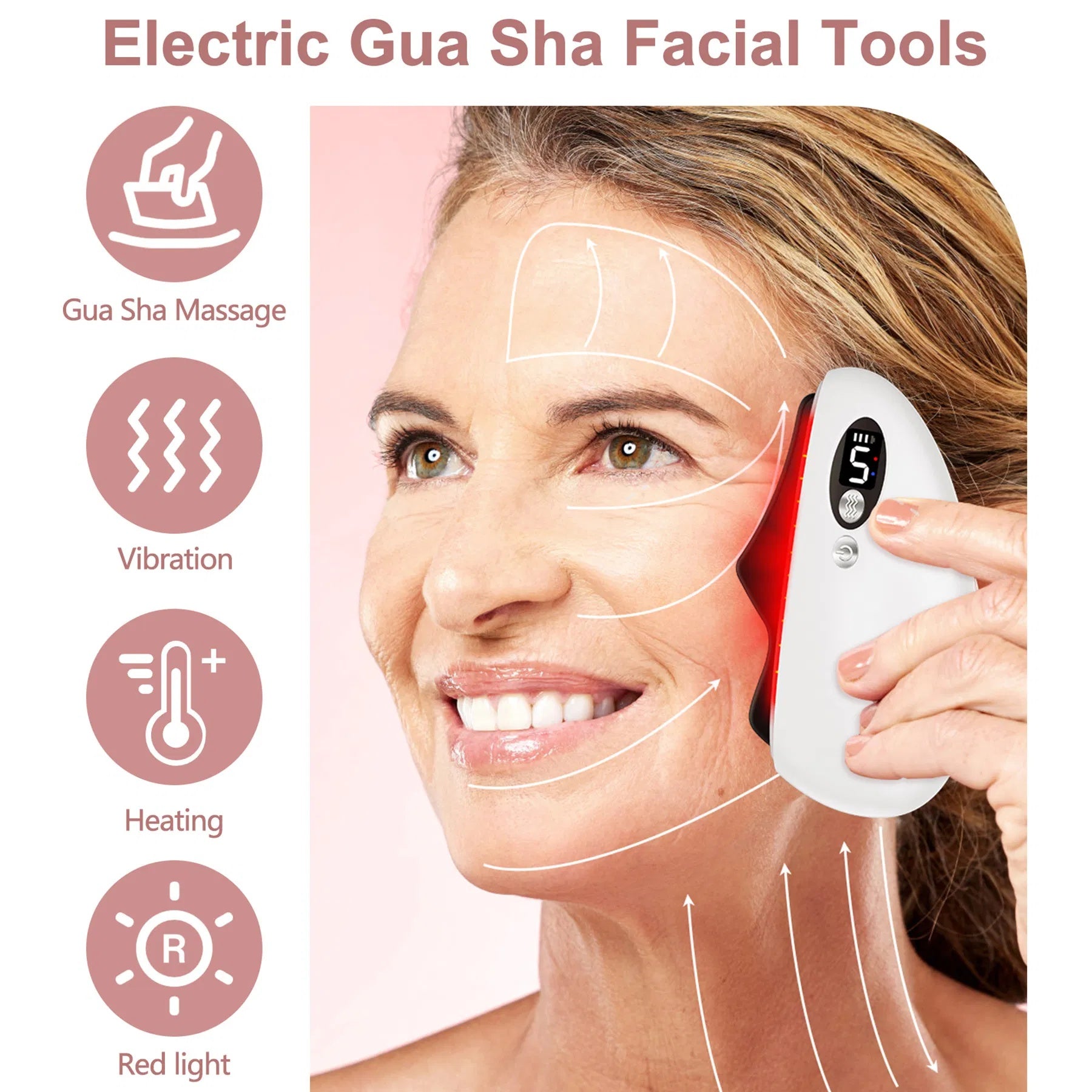 Gua Sha Facial Tool, Electric Black Obsidian Guasha Tool For Face, Chin, Neck, Body, Heated Vibrating Massage Gua Sha Stone For Face Sculpting, Wrinkle Removal, Anti-Aging