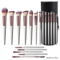 18 Champagne Makeup Brushes Suit High Quality Solid Wood Handle Beauty Tools