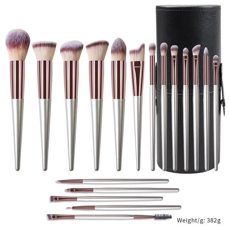 18 Champagne Makeup Brushes Suit High Quality Solid Wood Handle Beauty Tools