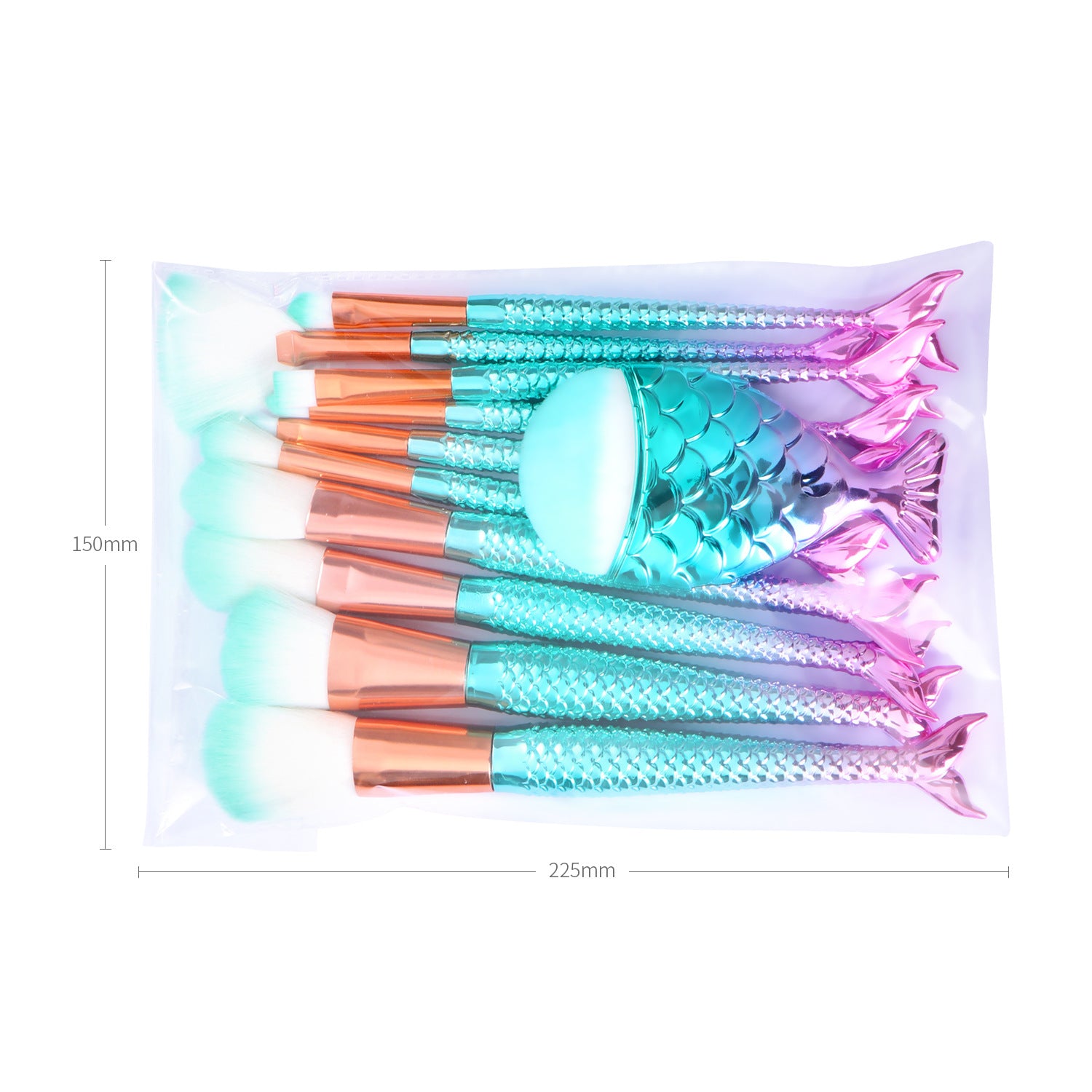 Gradient Electroplating Mermaid Makeup Brush Beauty Makeup Tool Set