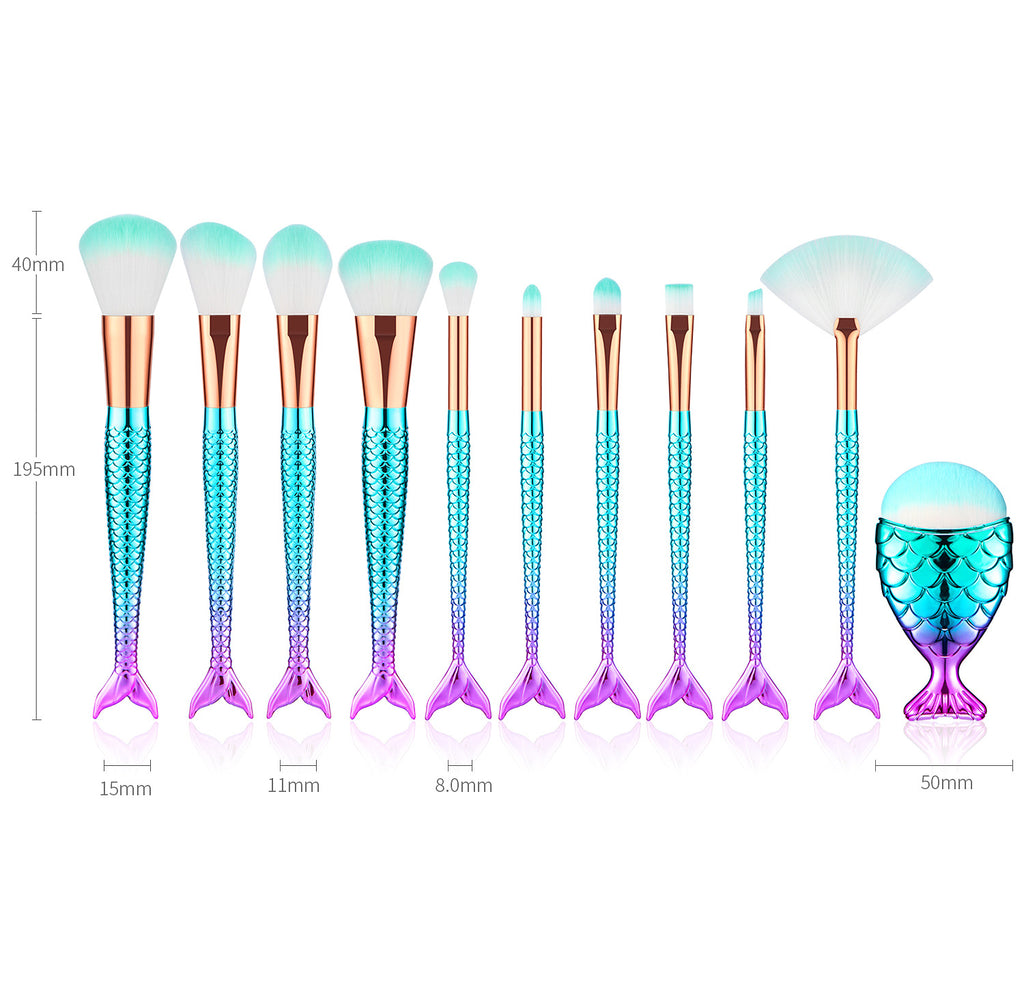 Gradient Electroplating Mermaid Makeup Brush Beauty Makeup Tool Set