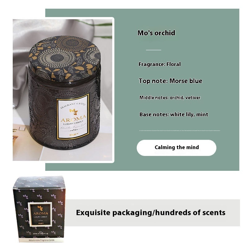 Large Aromatherapy Candle Creative Relief Glass