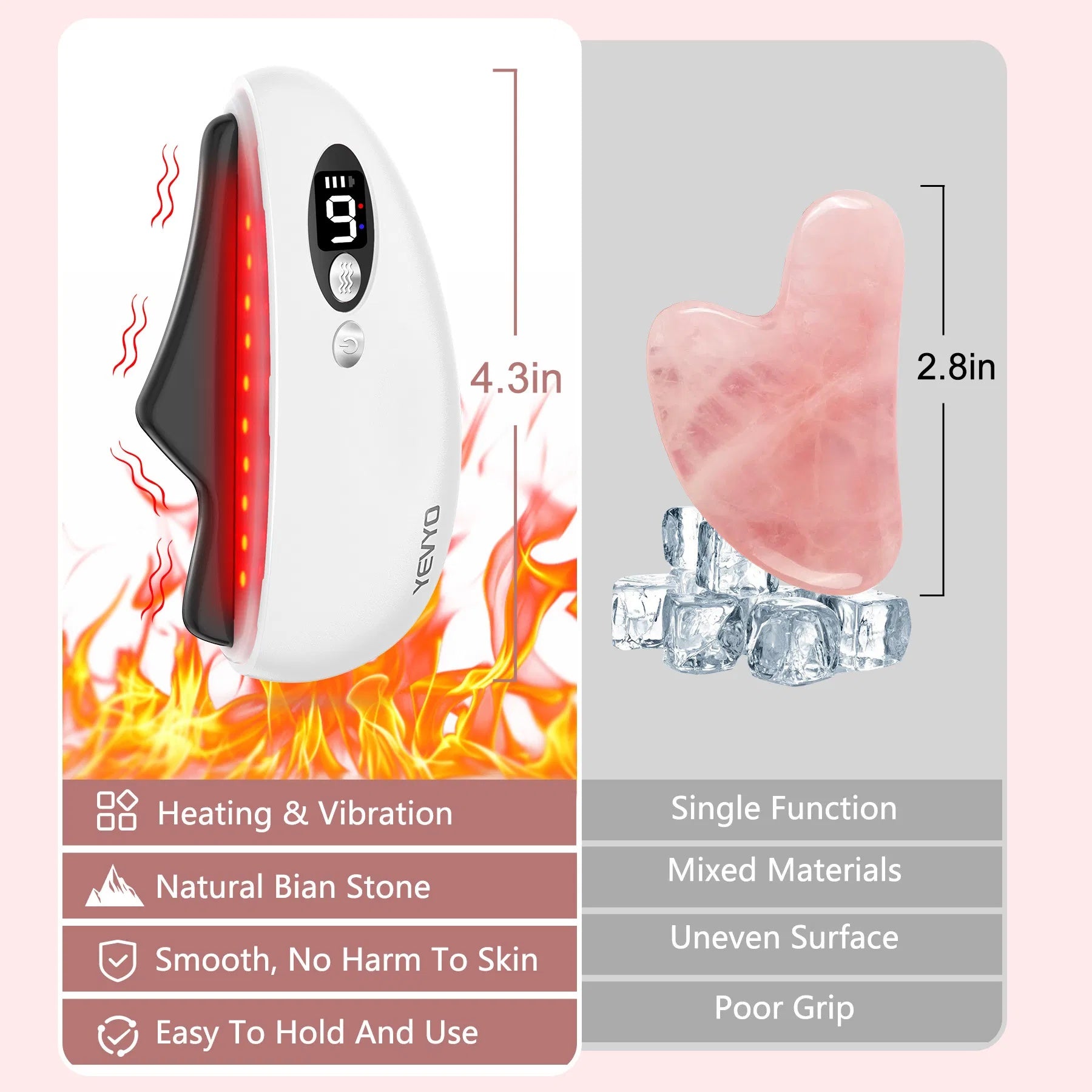 Gua Sha Facial Tool, Electric Black Obsidian Guasha Tool For Face, Chin, Neck, Body, Heated Vibrating Massage Gua Sha Stone For Face Sculpting, Wrinkle Removal, Anti-Aging