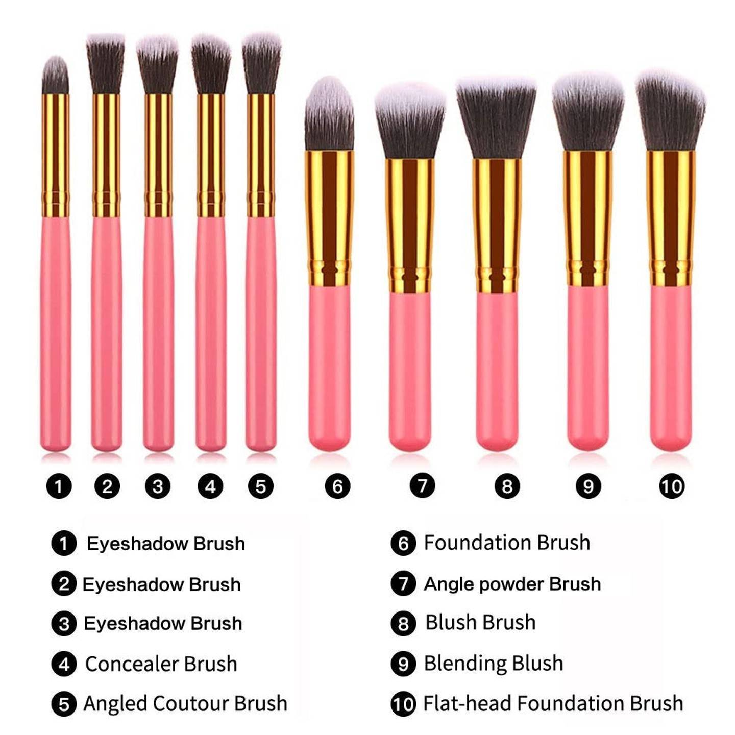 Golden Luxe 10-piece professional brush collection with bag