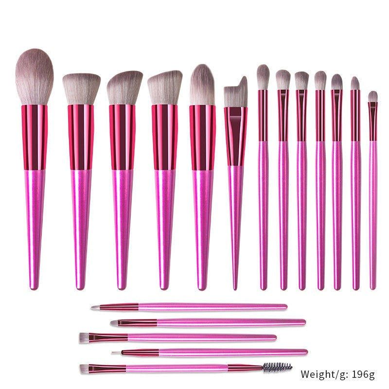 18 Champagne Makeup Brushes Suit High Quality Solid Wood Handle Beauty Tools
