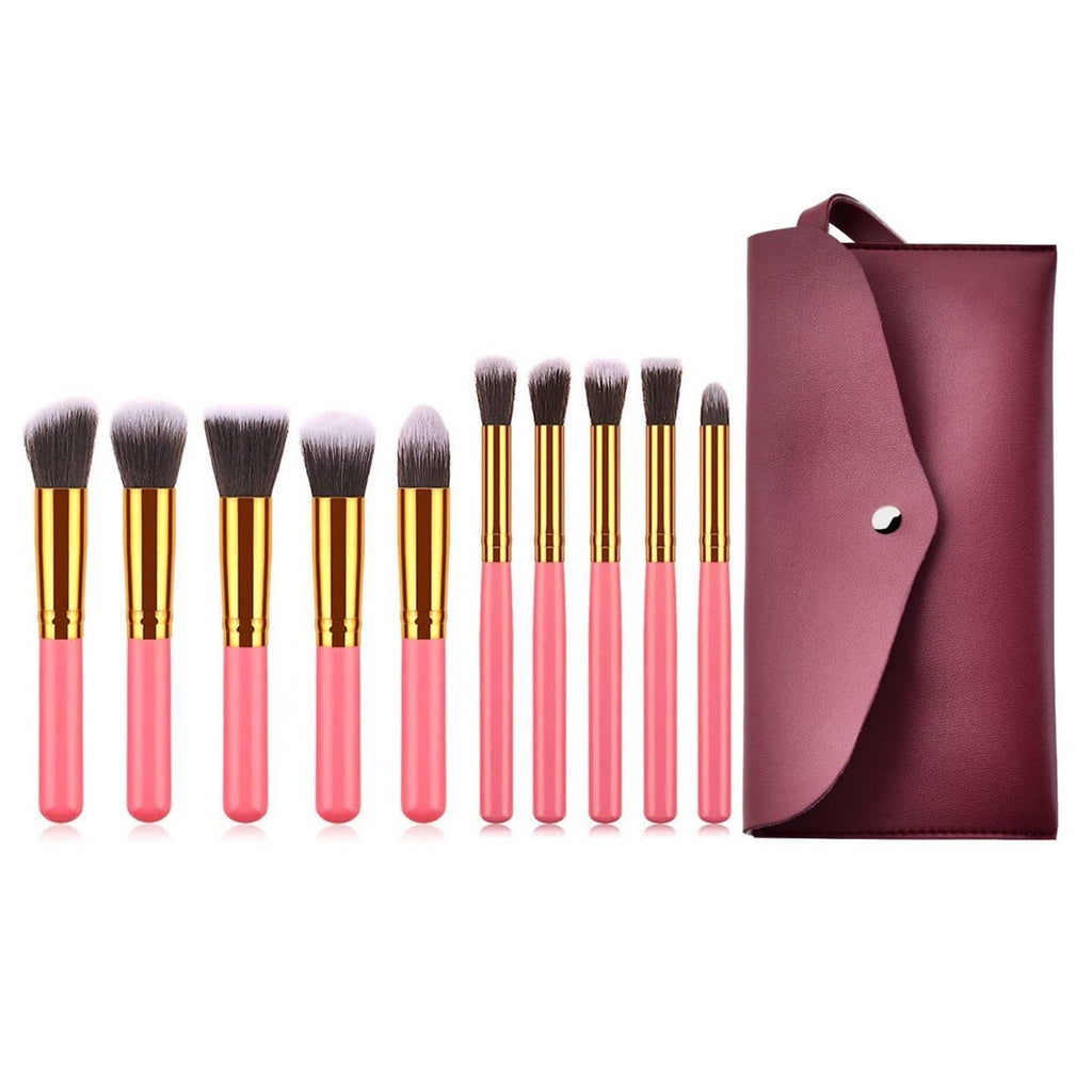 Golden Luxe 10-piece professional brush collection with bag
