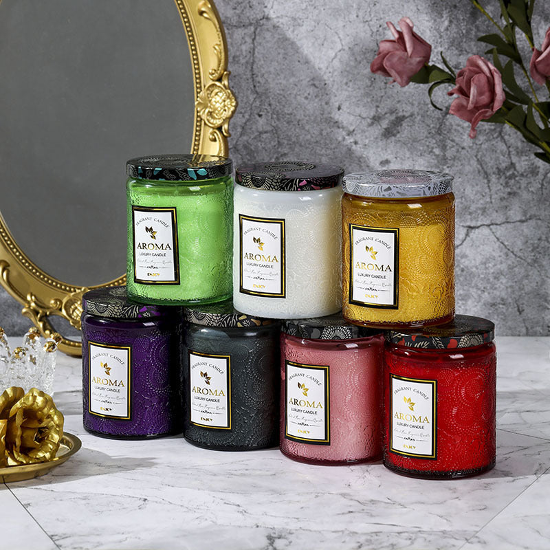Large Aromatherapy Candle Creative Relief Glass