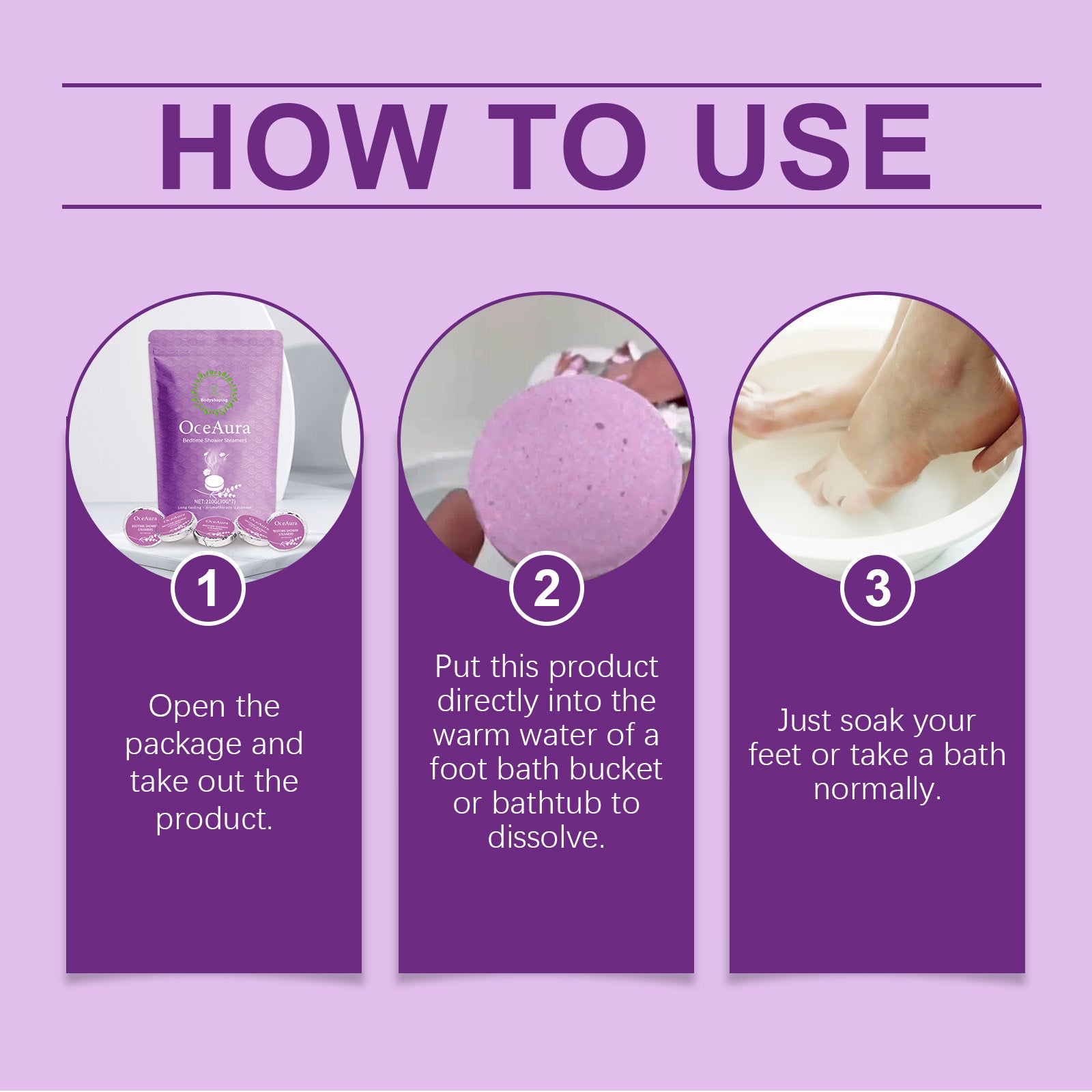 OceAura Lavender Shower Aromatherapy Tablets Relieve Physical Discomfort, Gently Cleanse And Moisturize The Skin, Leaving A Fresh Fragrance.