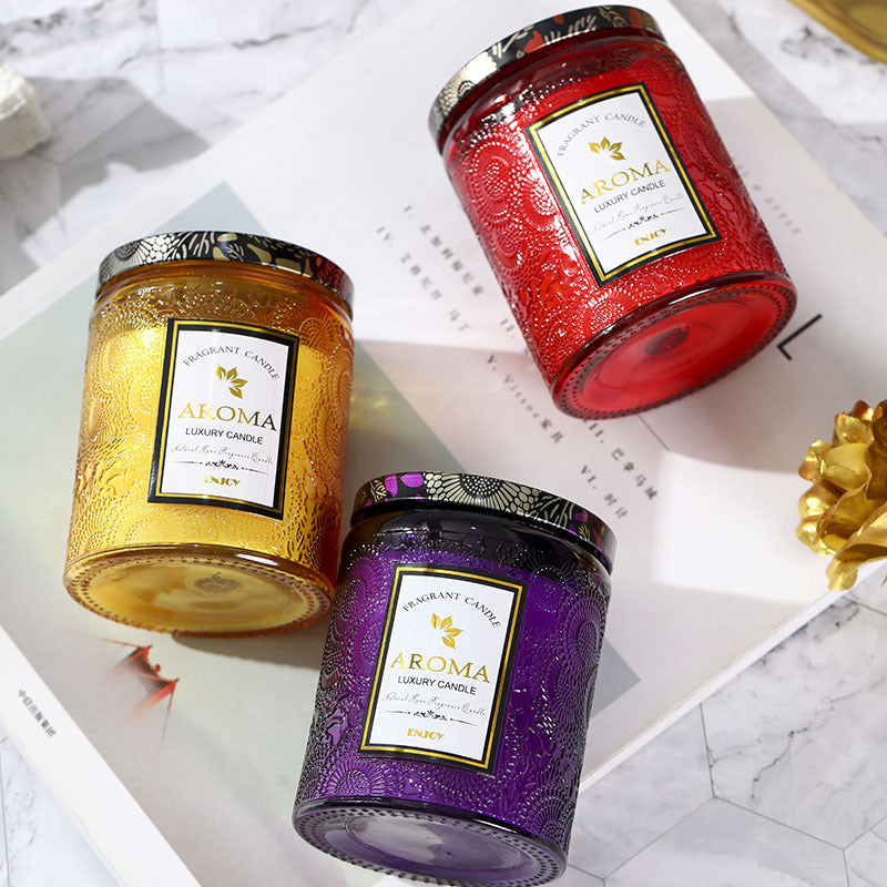 Large Aromatherapy Candle Creative Relief Glass