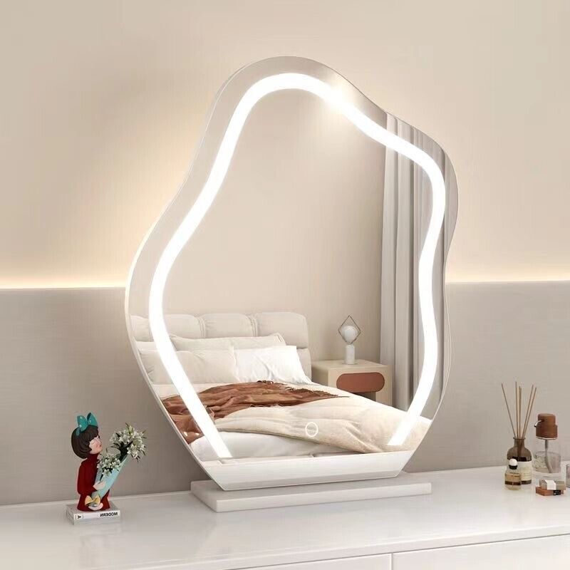 Large Makeup Mirror Cloud Shape Vanity Mirror 3 Colors LED Lights 220V