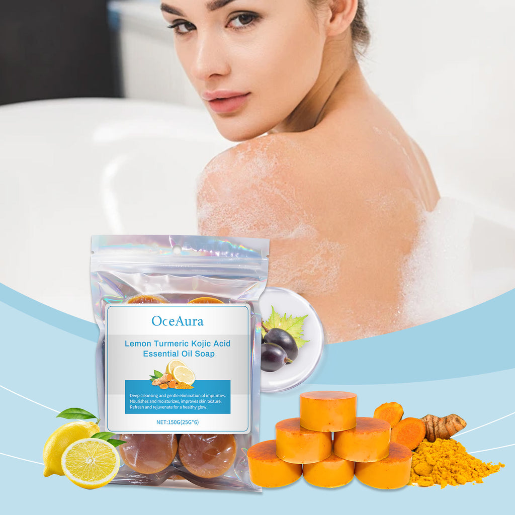 OceAura Lemon Turmeric Essential Oil Soap Cleanses The Skin's Pores And Cares For Radiant Skin, Body Bath Soap