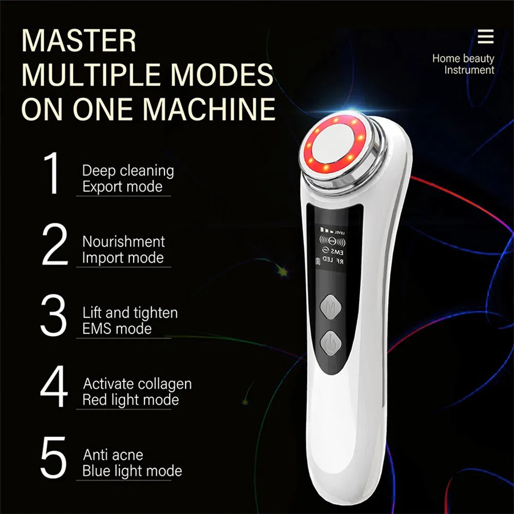 RF & EMS Multi Functional Beauty Devices With Red Blue Light Therapy, Deep Cleansing On Skin Care Tools