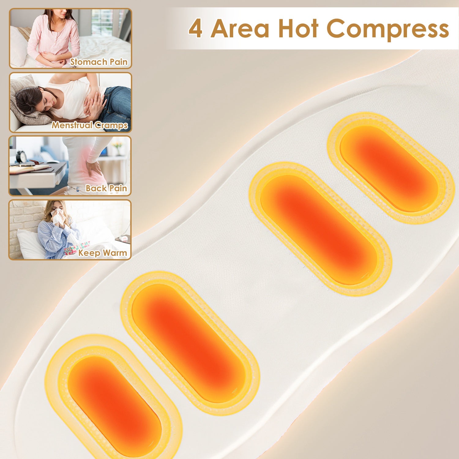 EMS Lower Back Massager Heating Pad Cordless Heating Pad For Back Belly Waist With Remote Magnetic Host 8 Modes 19 Intensity Levels 3 Heating Levels