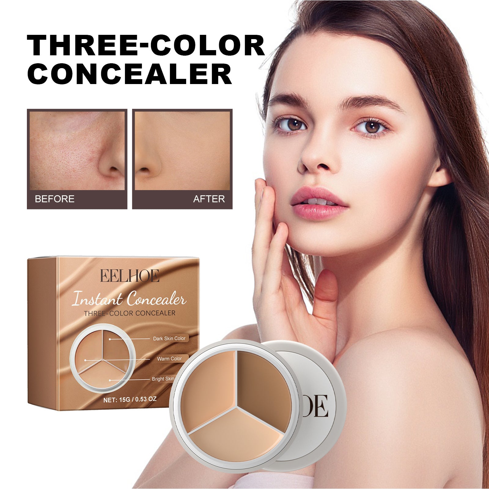 EELHOE Concealer Covers Facial Imperfections Such As Tear Troughs, Dark Circles, And Blemishes To Create A Clear And Natural Makeup Look.