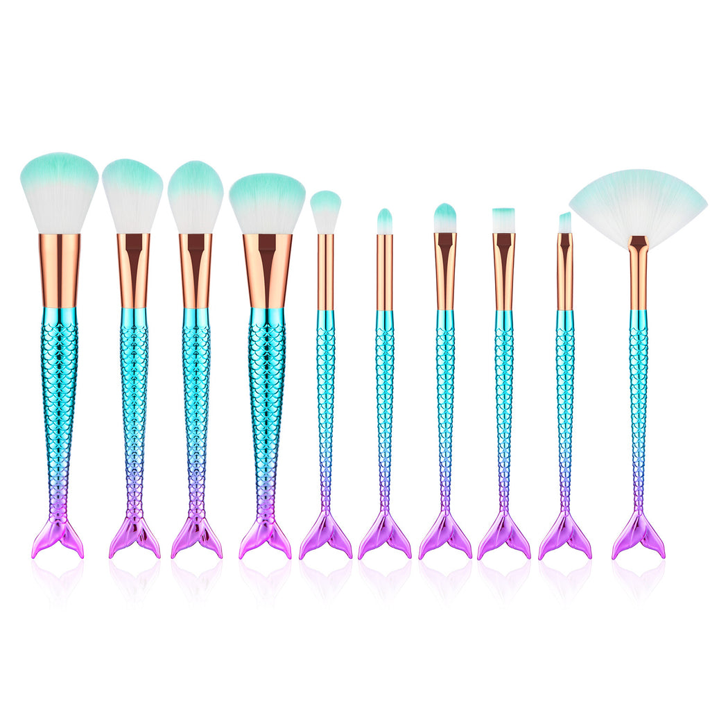 Gradient Electroplating Mermaid Makeup Brush Beauty Makeup Tool Set