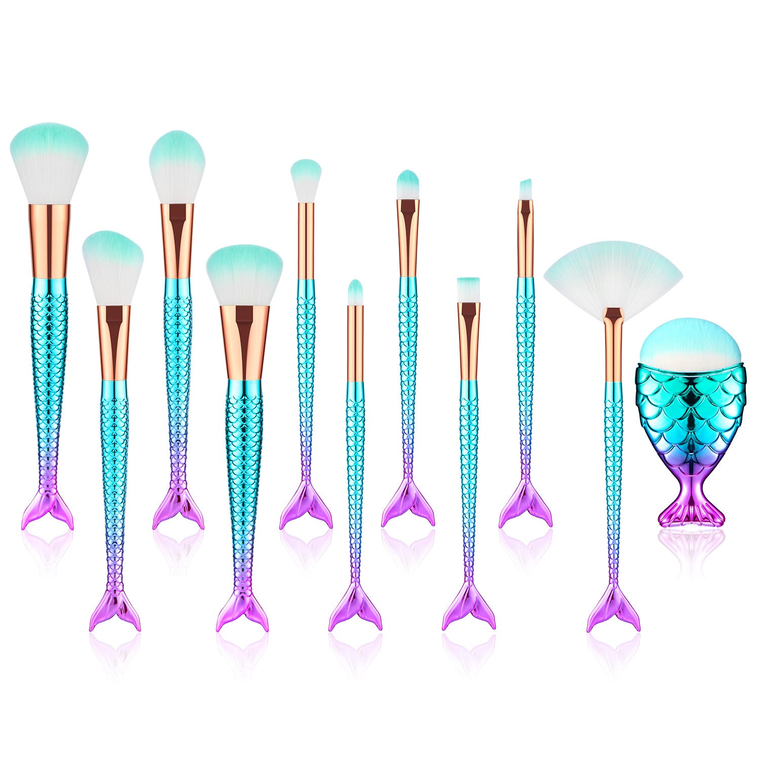 Gradient Electroplating Mermaid Makeup Brush Beauty Makeup Tool Set