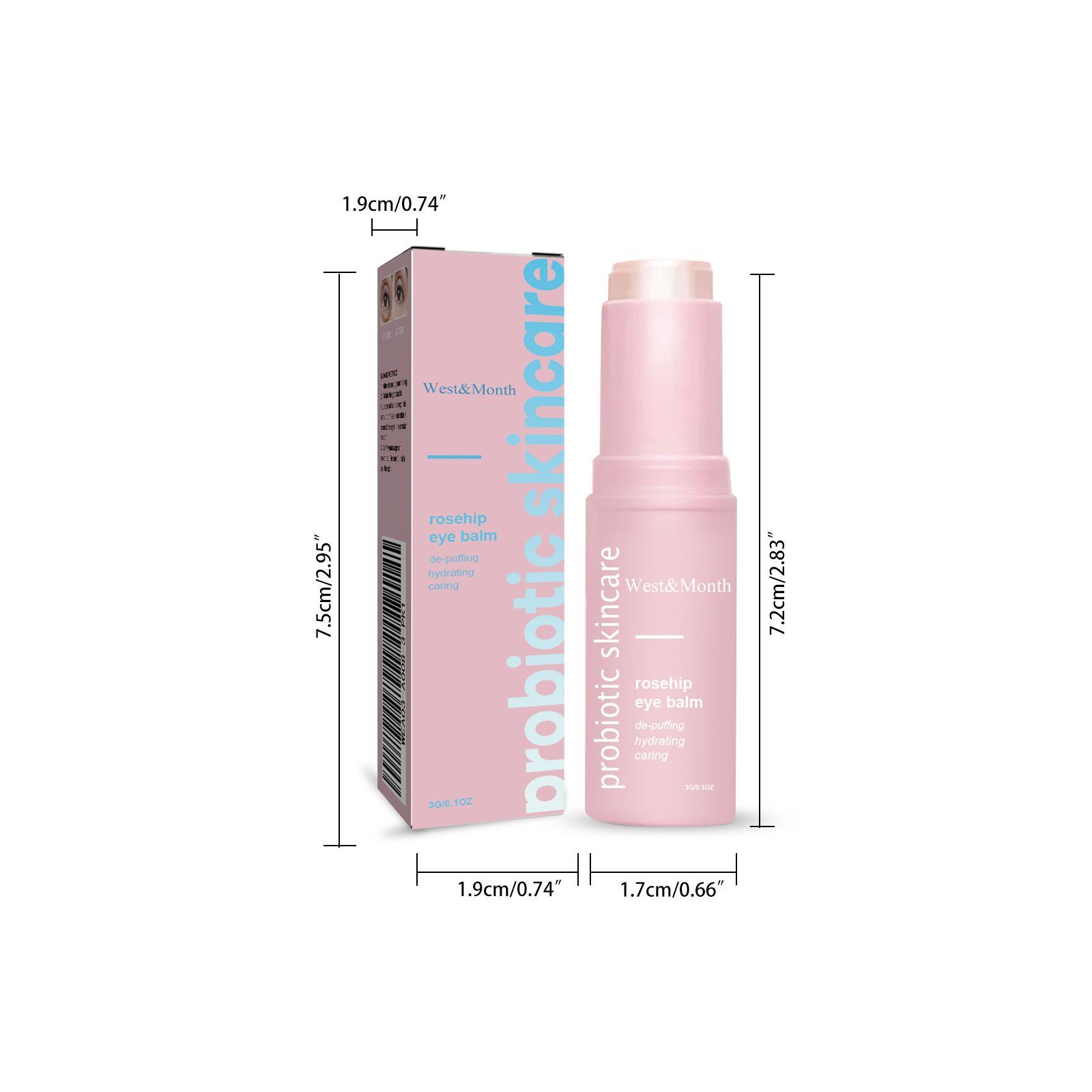 West&Month Rosehip Eye Cream Stick For Periocular Moisturization, Hydration, Fine Line Reduction, Dark Circle Mitigation, And Lifting And Firming The Eye Area
