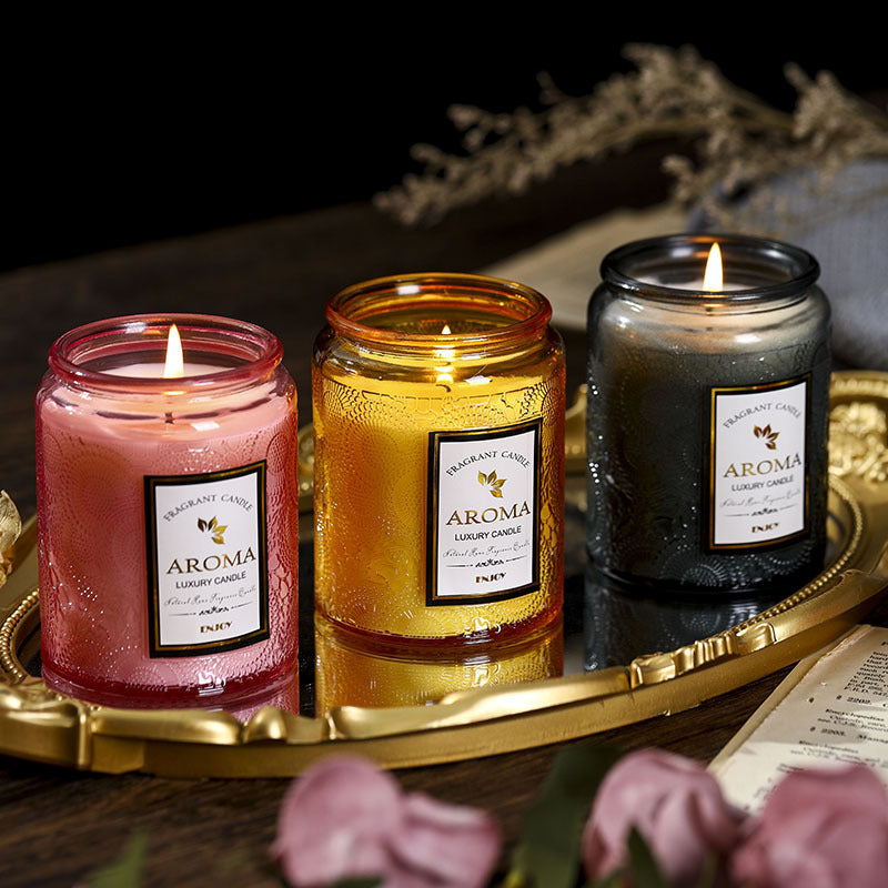 Large Aromatherapy Candle Creative Relief Glass