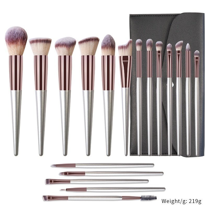 18 Champagne Makeup Brushes Suit High Quality Solid Wood Handle Beauty Tools
