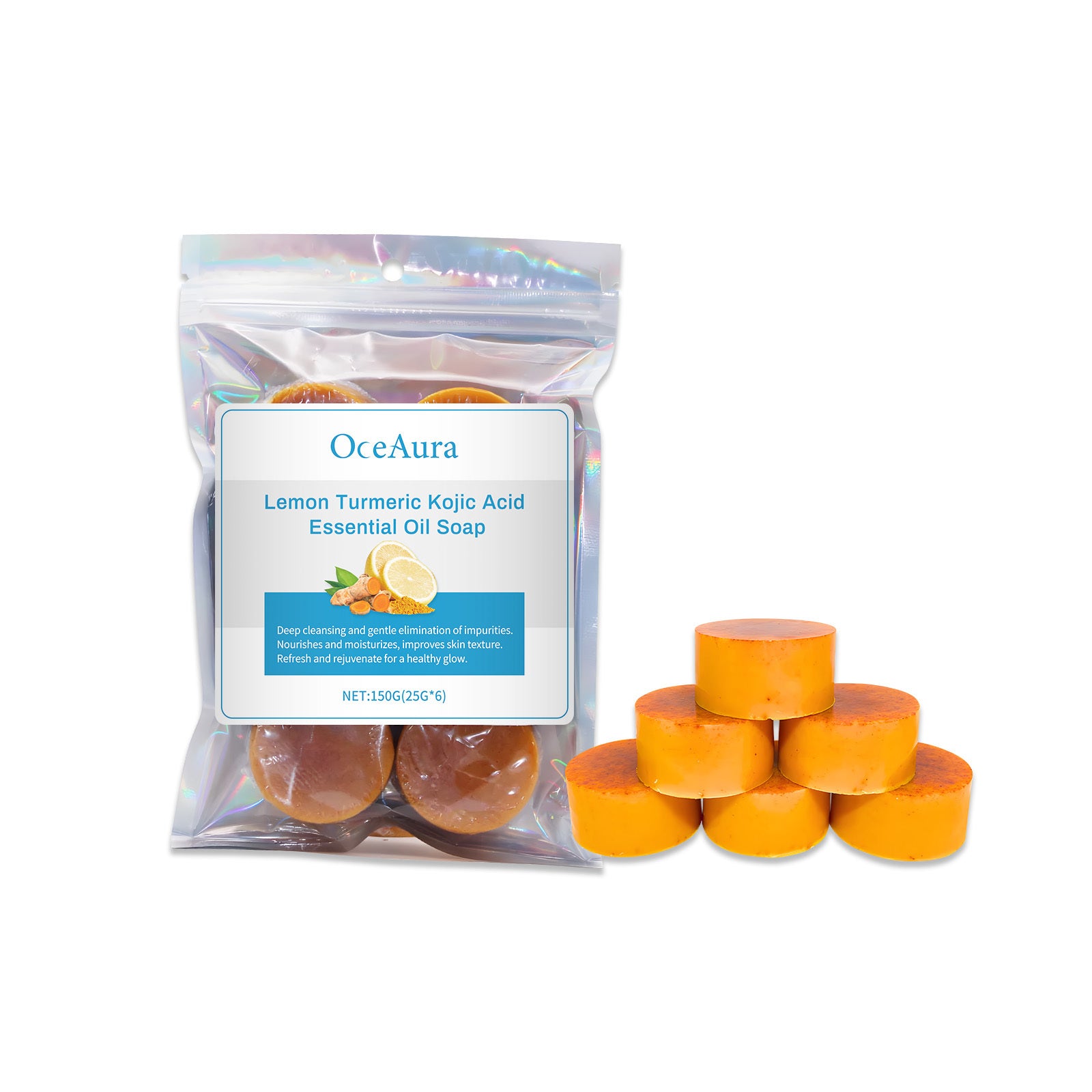 OceAura Lemon Turmeric Essential Oil Soap Cleanses The Skin's Pores And Cares For Radiant Skin, Body Bath Soap