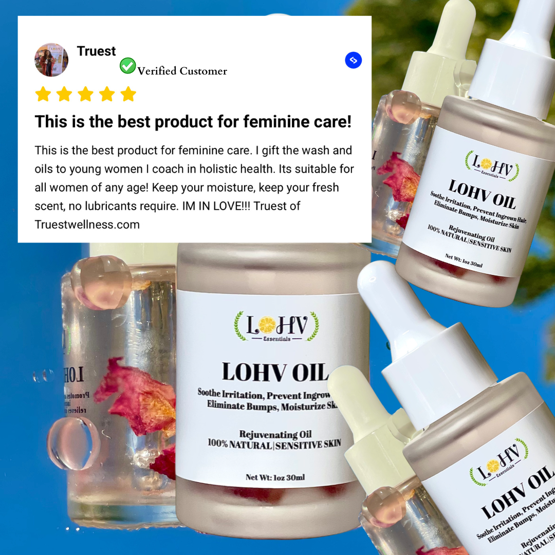 LOHV Multi-Purpose PREMIUM Rose Oil For Sensitive Skin. Clear Up Bumps, Ingrown Hairs On Face and Bikini Line, Soothes Irritation with Rosemary Oil + Vitamin E Oil + Grape Seed Oil + Sweet Almond Oil