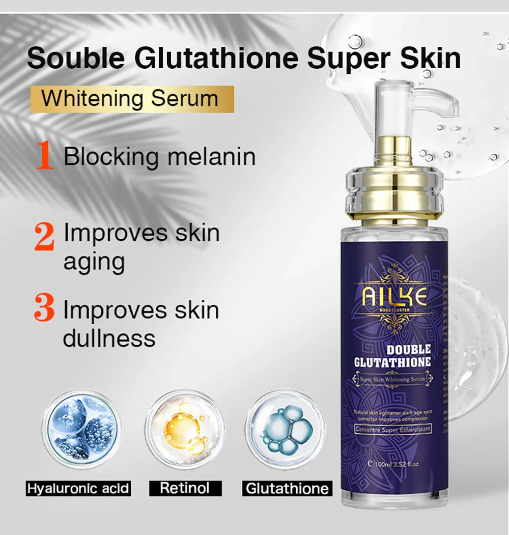 AILKE Glutathione 5-in-1 Women Skin Care Kit, With Body Lotion, Serum, Dark Spot Removal Cream, Body Cream, Brightening Soap