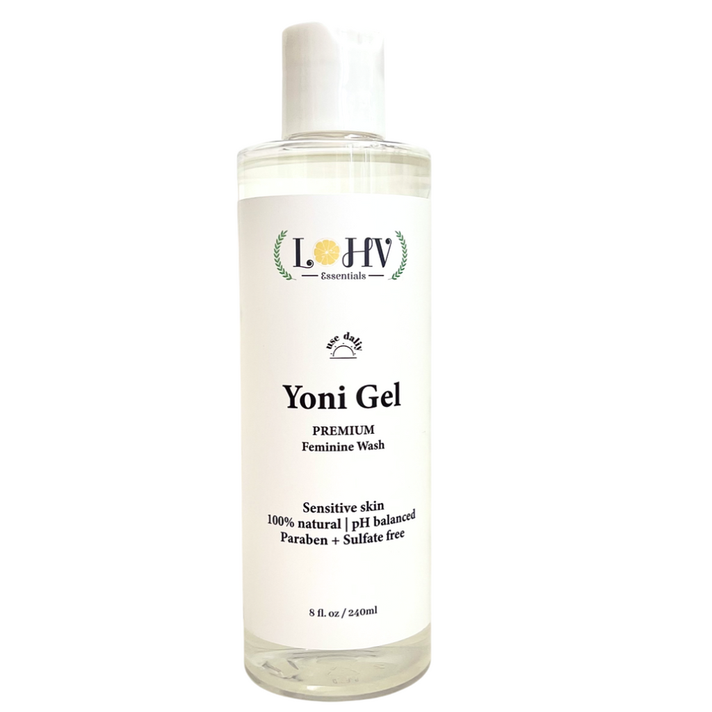 PREMIUM Herbal LOHV YONI GEL pH Balancing Intimate Wash: Eliminate Odor, Cleanse Vulva, Maintain a Healthy pH Balance with Palm Kernel Oil + Rose Oil + Aloe Vera Leaf