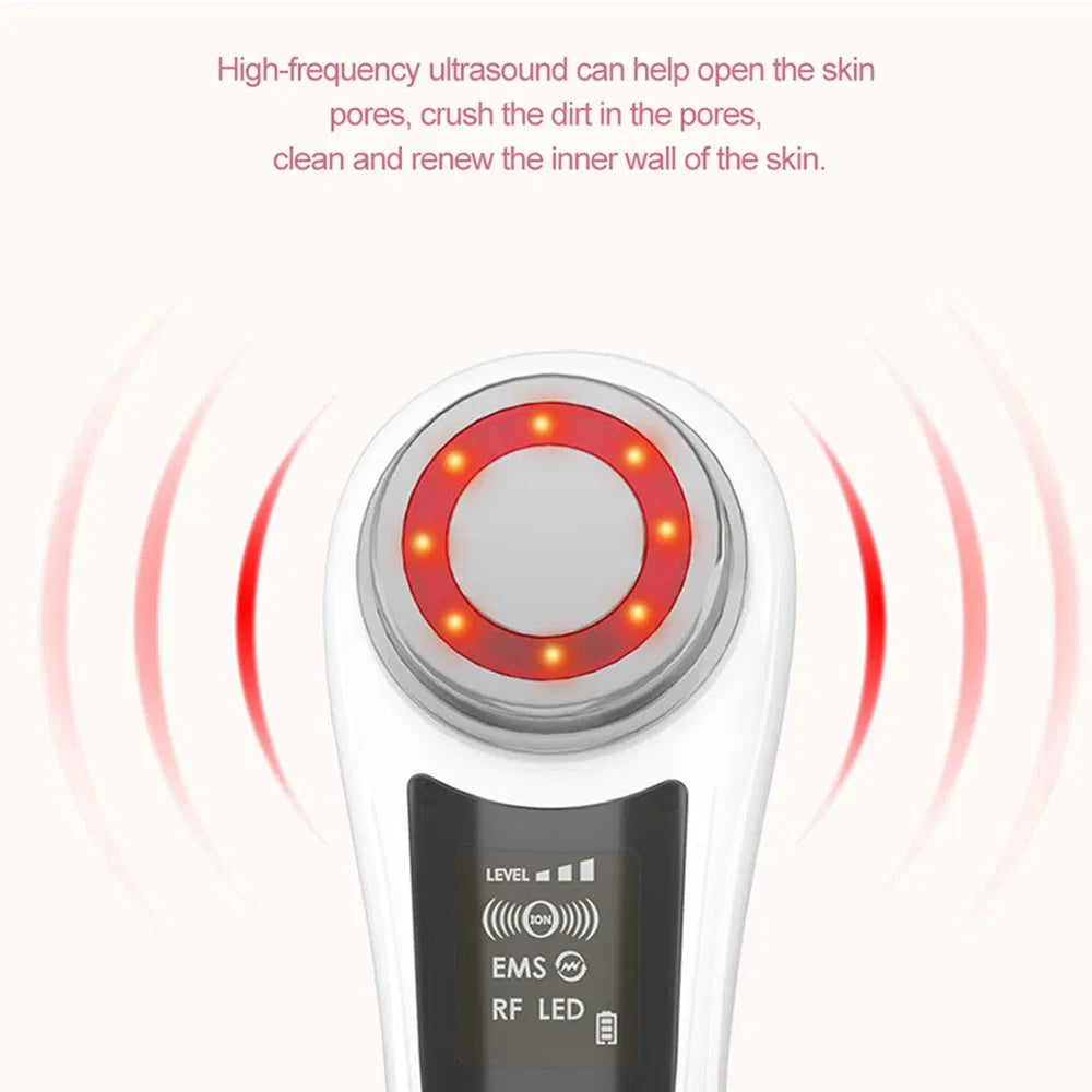 RF & EMS Multi Functional Beauty Devices With Red Blue Light Therapy, Deep Cleansing On Skin Care Tools
