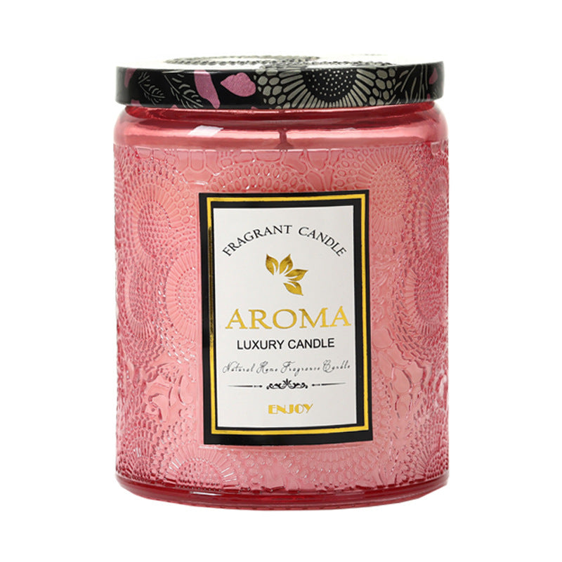 Large Aromatherapy Candle Creative Relief Glass