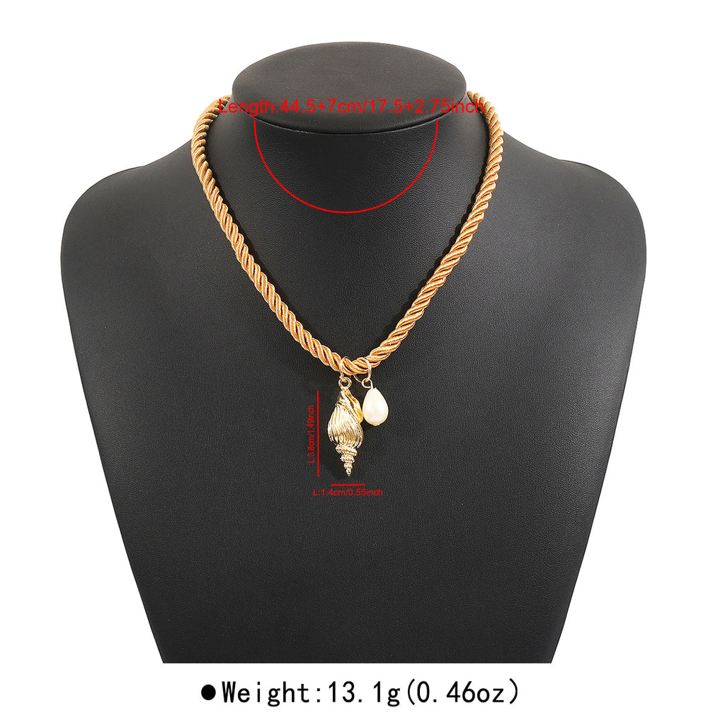 Ocean Wind Hand-knit Necklace