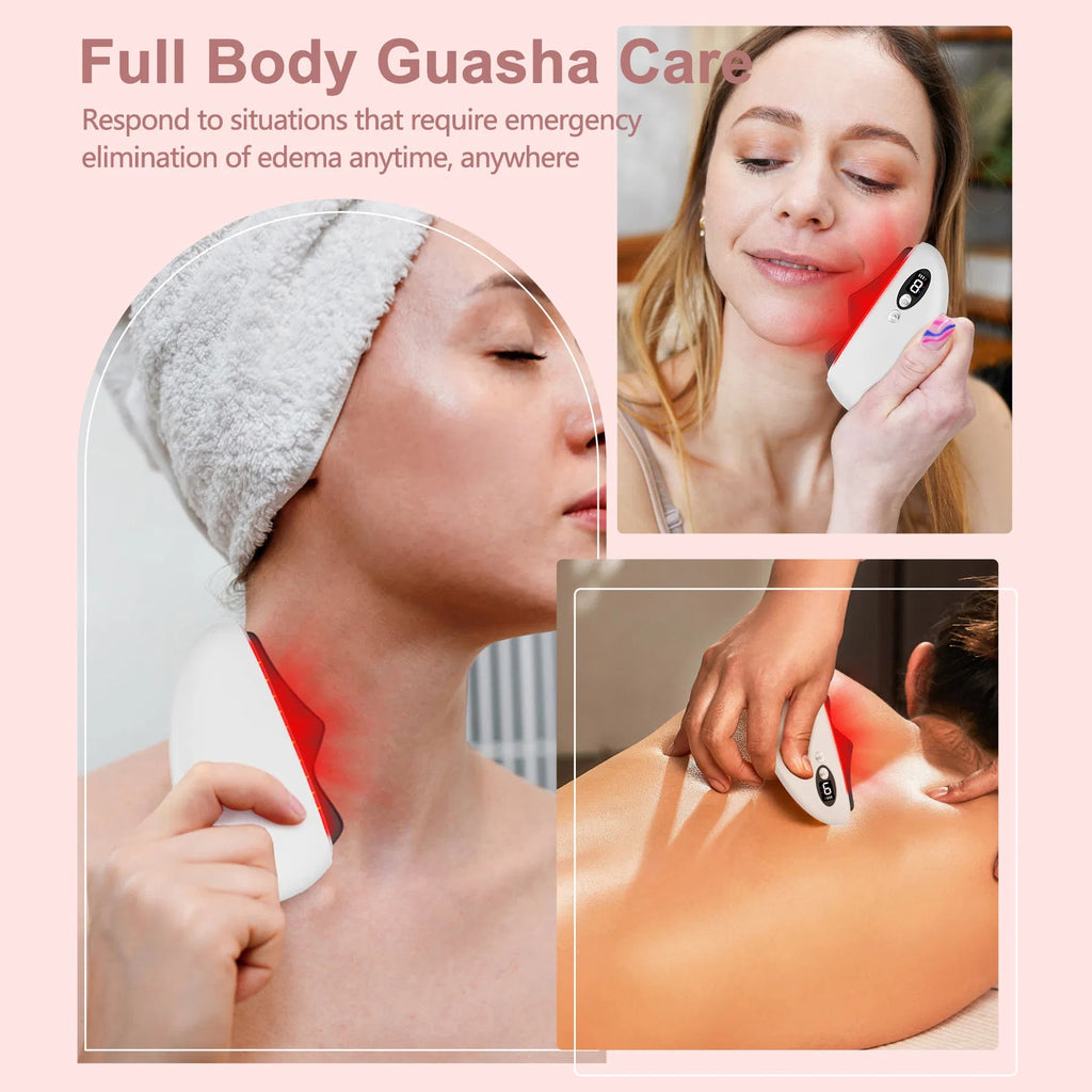 Gua Sha Facial Tool, Electric Black Obsidian Guasha Tool For Face, Chin, Neck, Body, Heated Vibrating Massage Gua Sha Stone For Face Sculpting, Wrinkle Removal, Anti-Aging