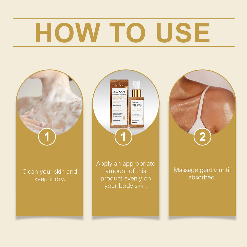 OceAura Antique Bronze Body Shimmer Oil, Shimmering Antique Bronze Liquid, Rose Gold Highlighter Oil, Waterproof Moisturizing Massage.