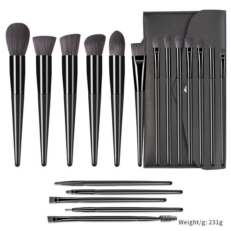 18 Champagne Makeup Brushes Suit High Quality Solid Wood Handle Beauty Tools