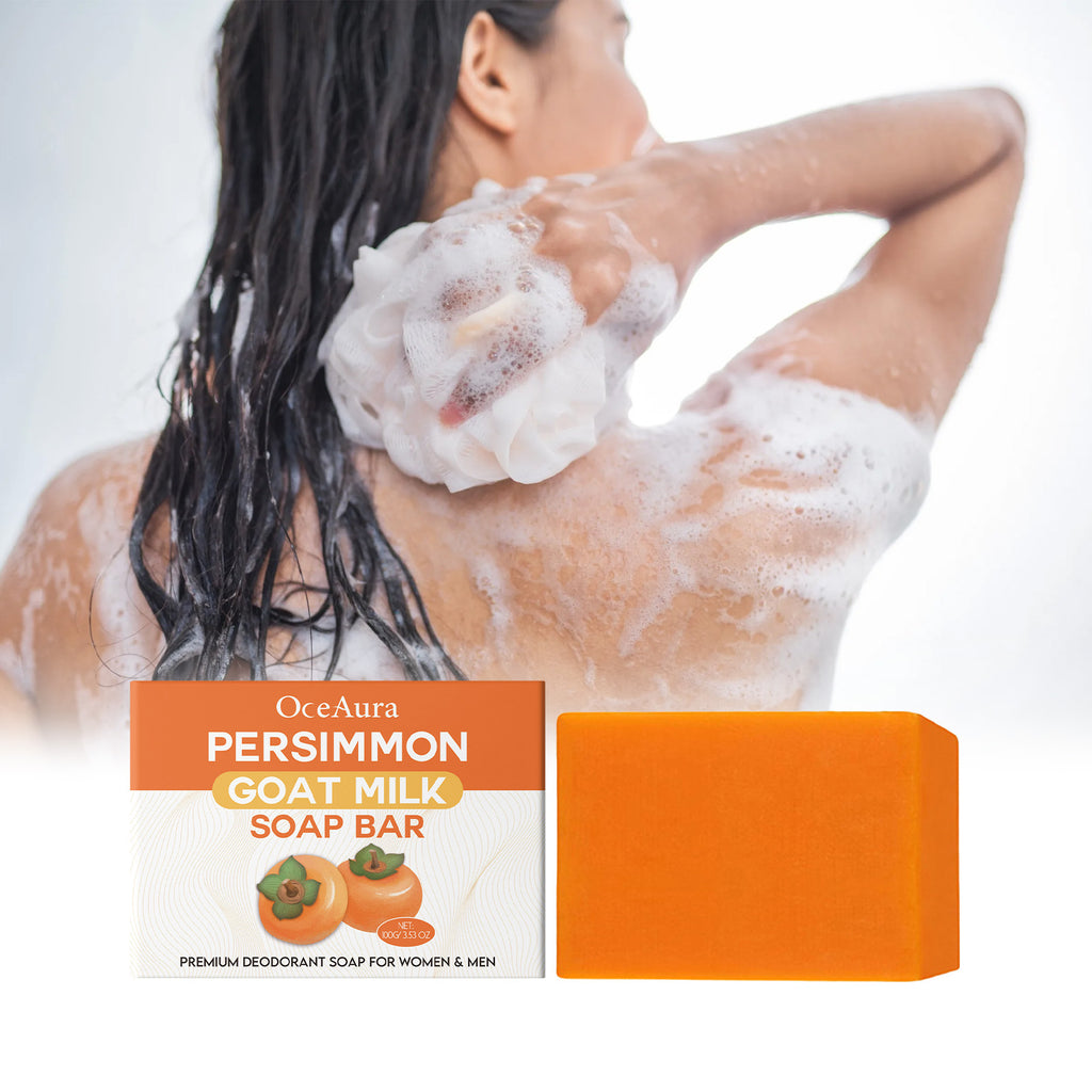 OceAura Persimmon Goat Milk Body Soap Moisturizing, Moisturizing, Gentle Cleansing, Fragrant, Softening, Skin Care Soap