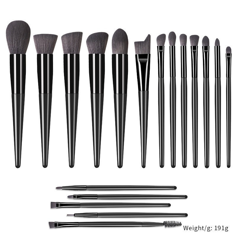 18 Champagne Makeup Brushes Suit High Quality Solid Wood Handle Beauty Tools