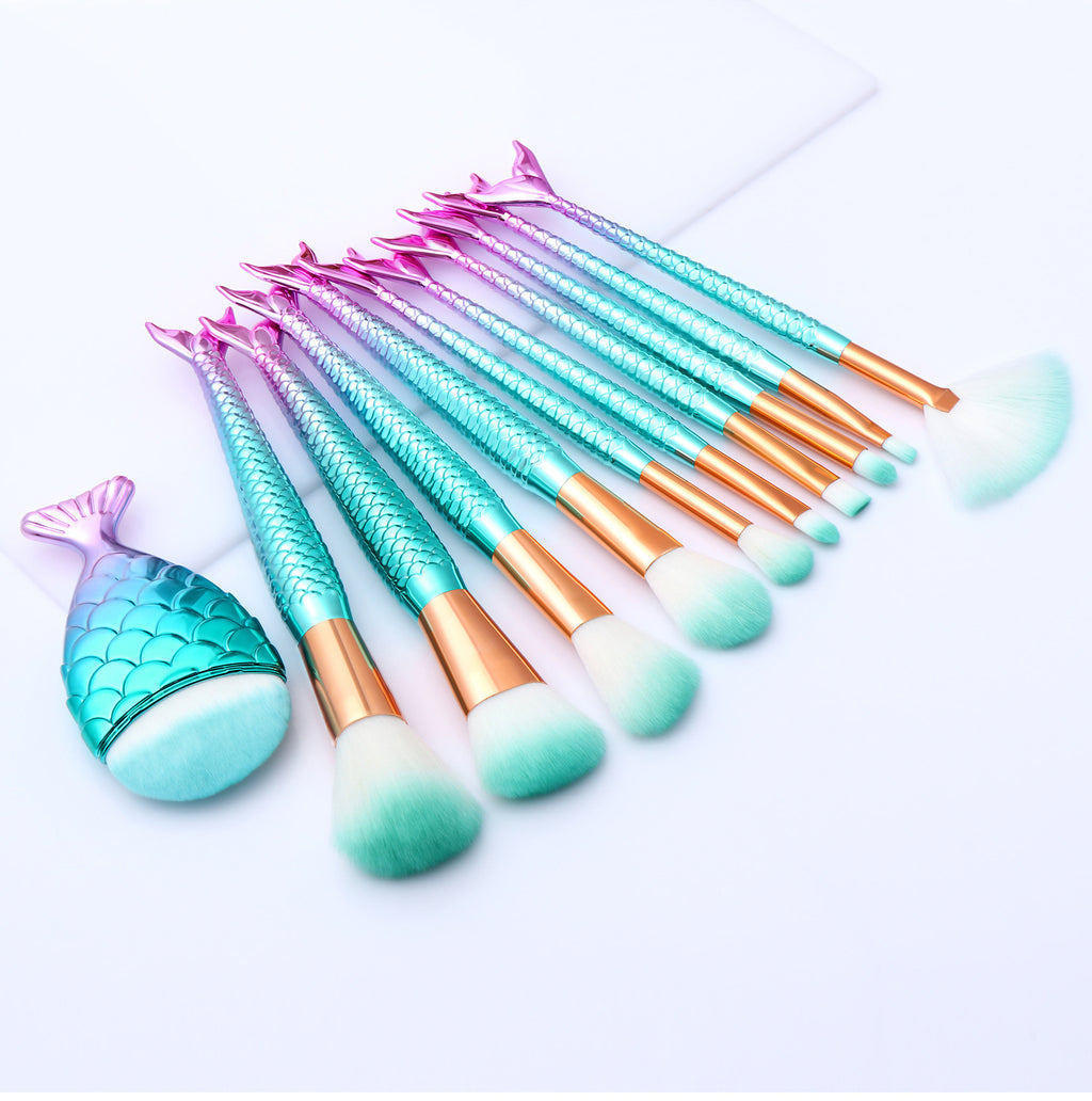 Gradient Electroplating Mermaid Makeup Brush Beauty Makeup Tool Set