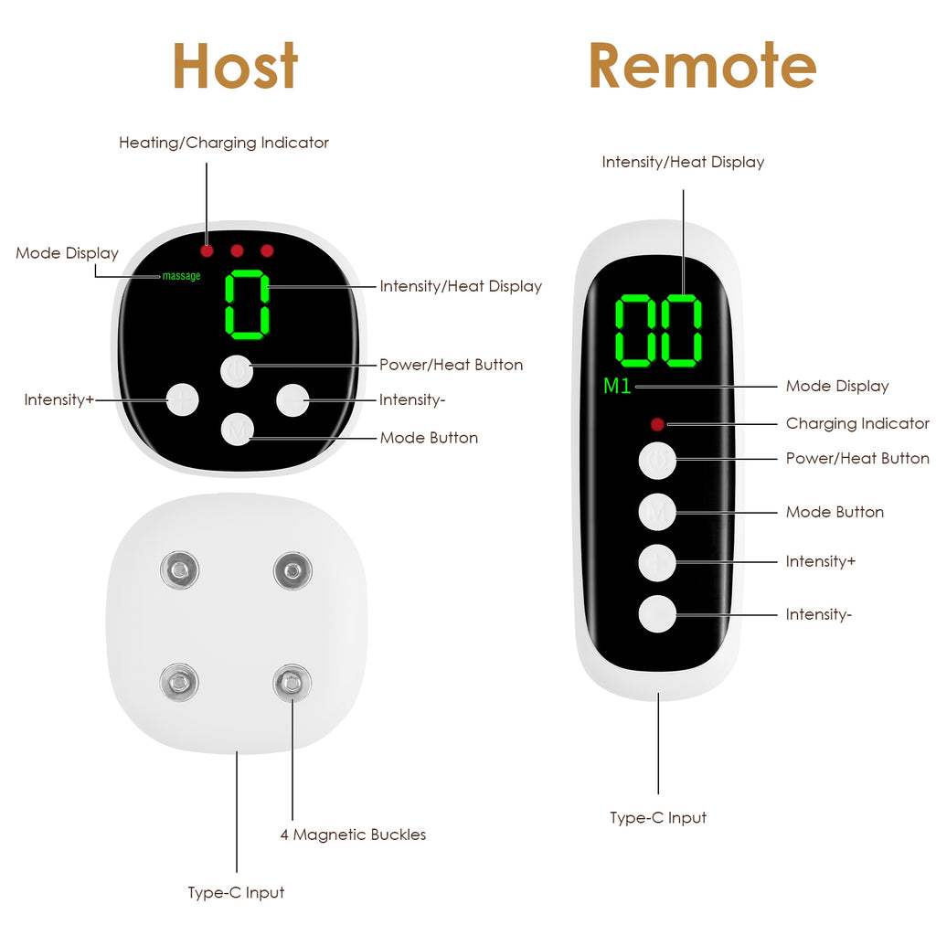 EMS Lower Back Massager Heating Pad Cordless Heating Pad For Back Belly Waist With Remote Magnetic Host 8 Modes 19 Intensity Levels 3 Heating Levels