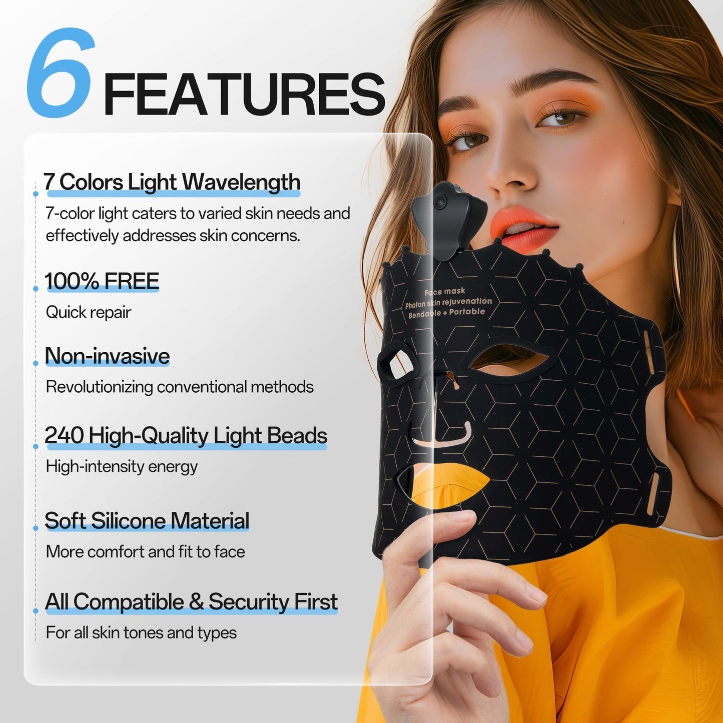 Shape Tactics Cordless 7-Color LED Light Therapy Facial Mask